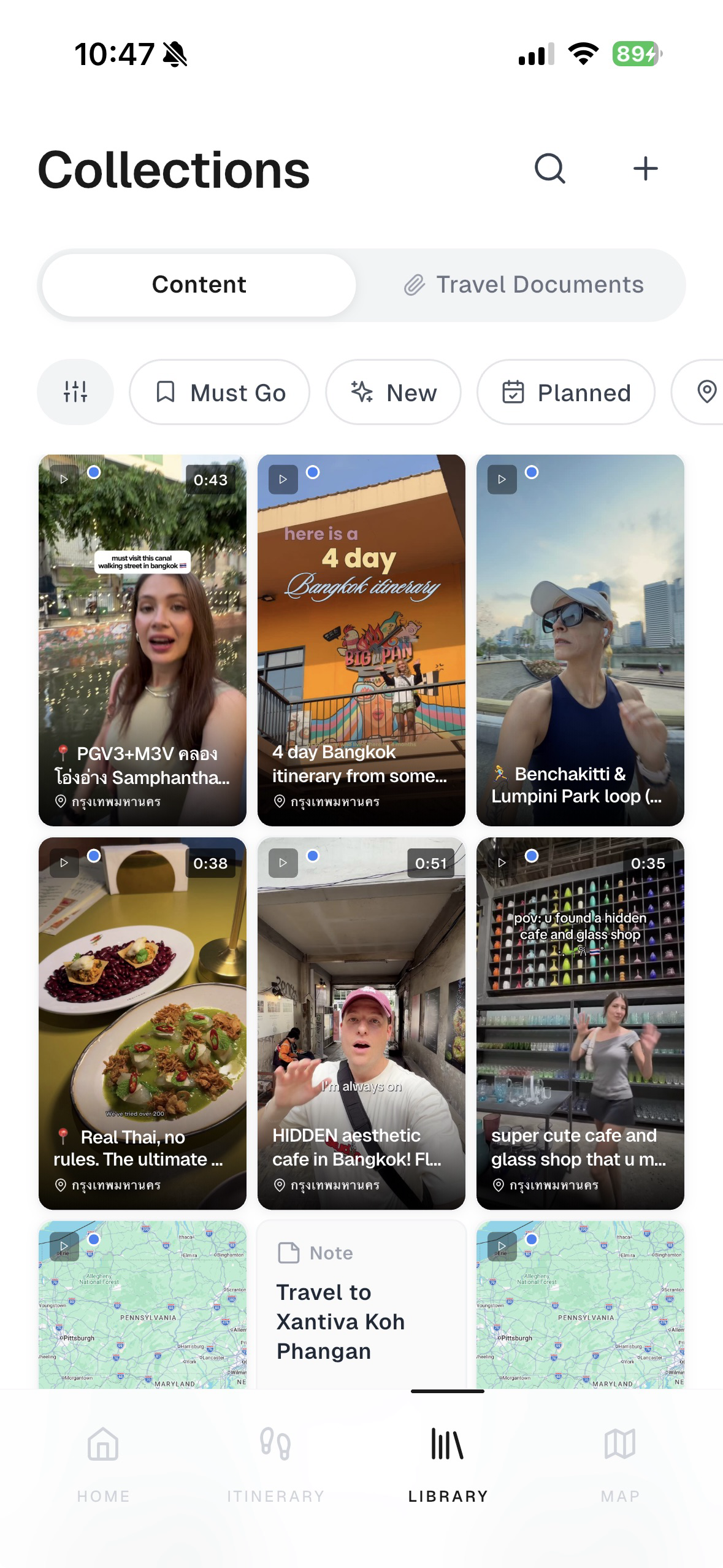 Nomo app: Collections screen with saved TikToks and Reels